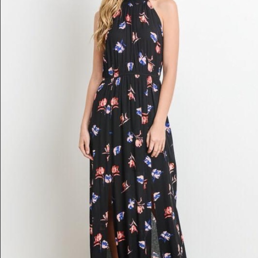 💛Floral Halter Maxi Dress